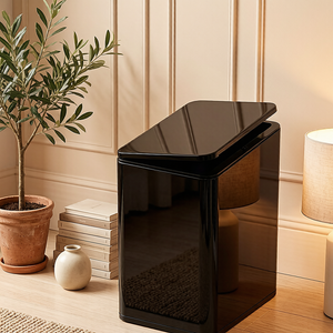 Matte Black Press-To-Open Trash Can