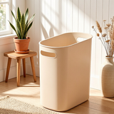 Ultra-Slim Cream White Open-Top Trash Can with Bag Fixing Slot