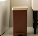 Wood Grain Square Dual-Action Trash Can with Press & Pedal