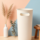 Ultra-Slim Cream White Open-Top Trash Can with Bag Fixing Slot