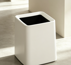 Black & White Square Open-Top Trash Can with Deep Rim