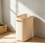 Ultra-Slim Cream White Open-Top Trash Can with Bag Fixing Slot